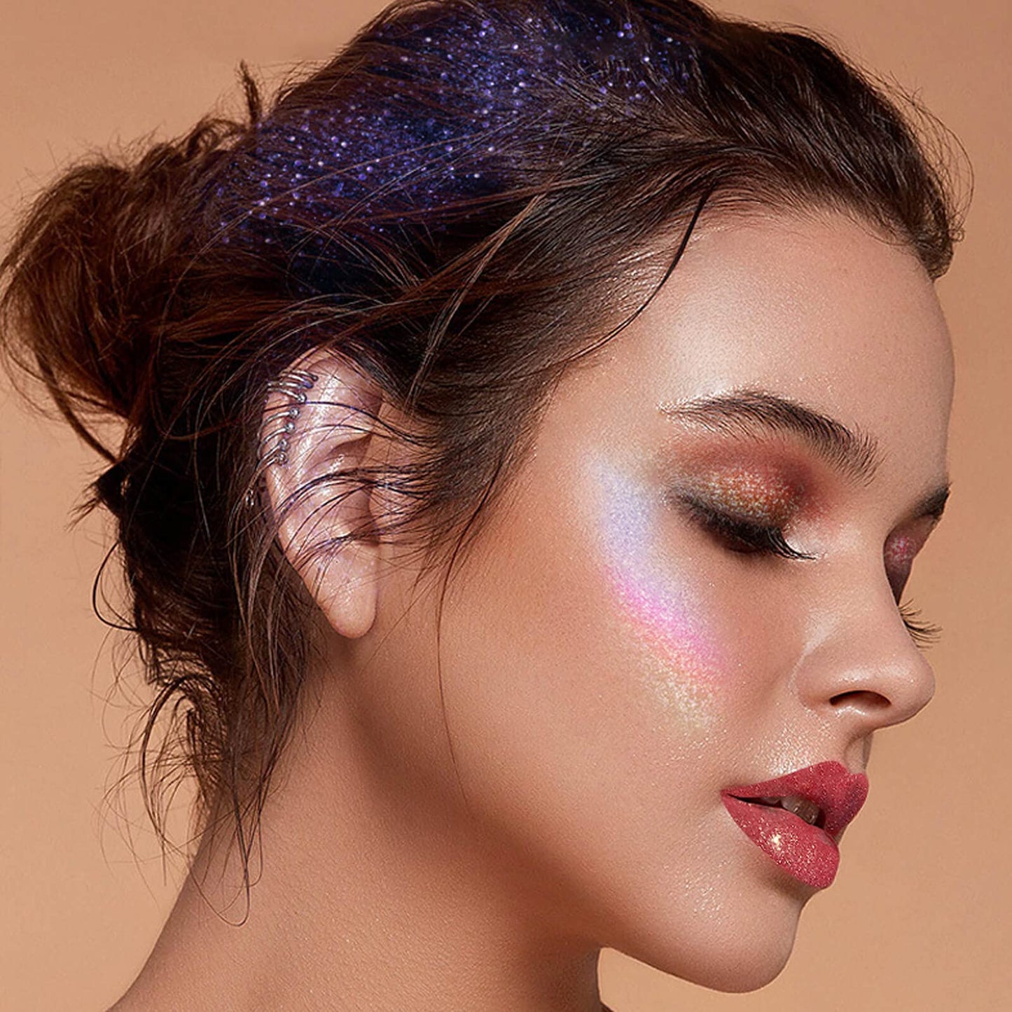 Paminify Light Purple Face Glitter Gel,Mermaid Body Glitter Gel,Singer Concerts Music Festival Rave Accessories,Self-Adhesive Sequins Glitter Body Hair Makeup,Sparkling Chunky for Women(Pink),51ML