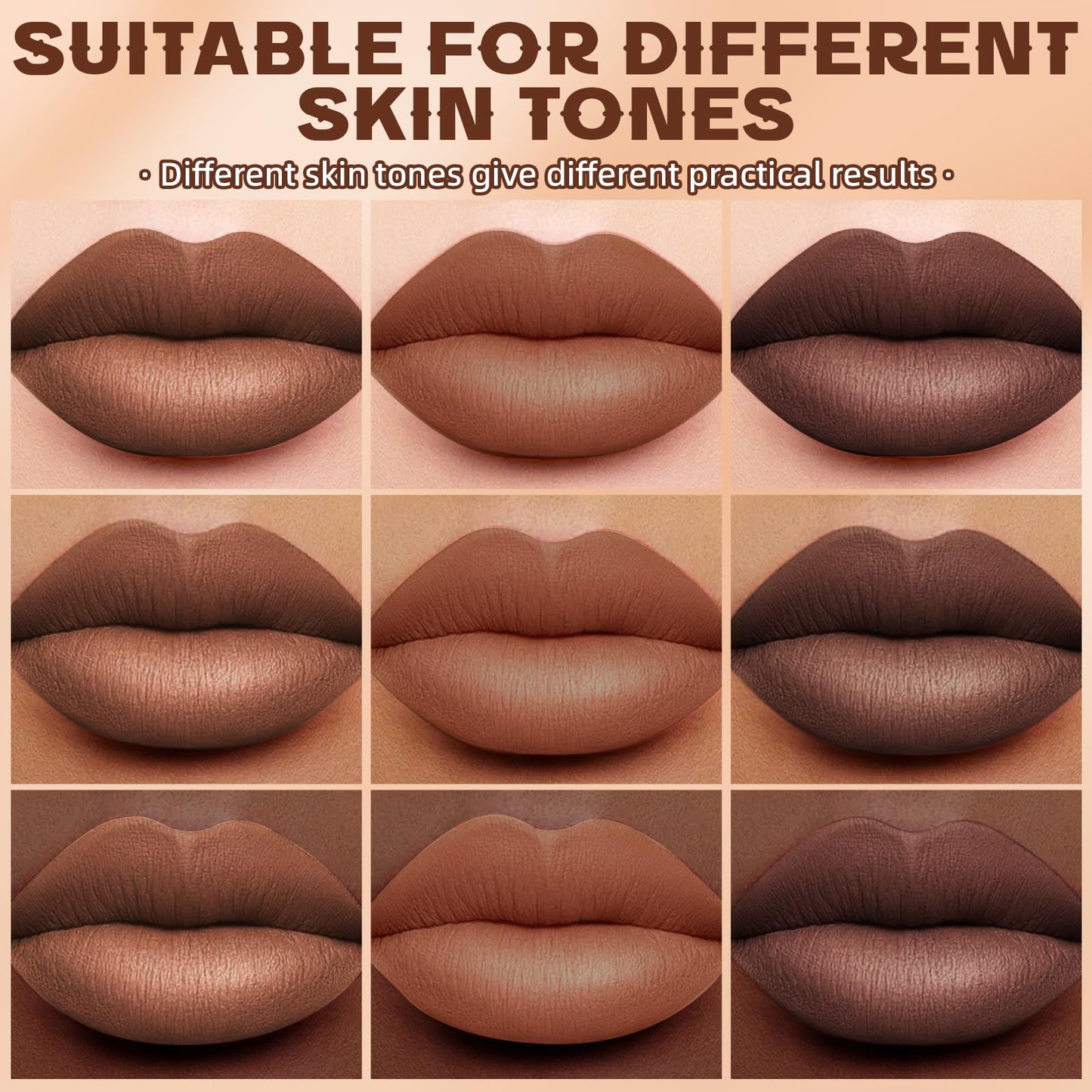 HOSAILY 3 Colors 2 in 1 Lip Liner Set, Matte Nude Dark Brown Lip Liner Plumping Smooth Creamy Lip Pencil, High Pigmented Long lasting Light and Medium Brown Lipstick Makeup, 01+04+06