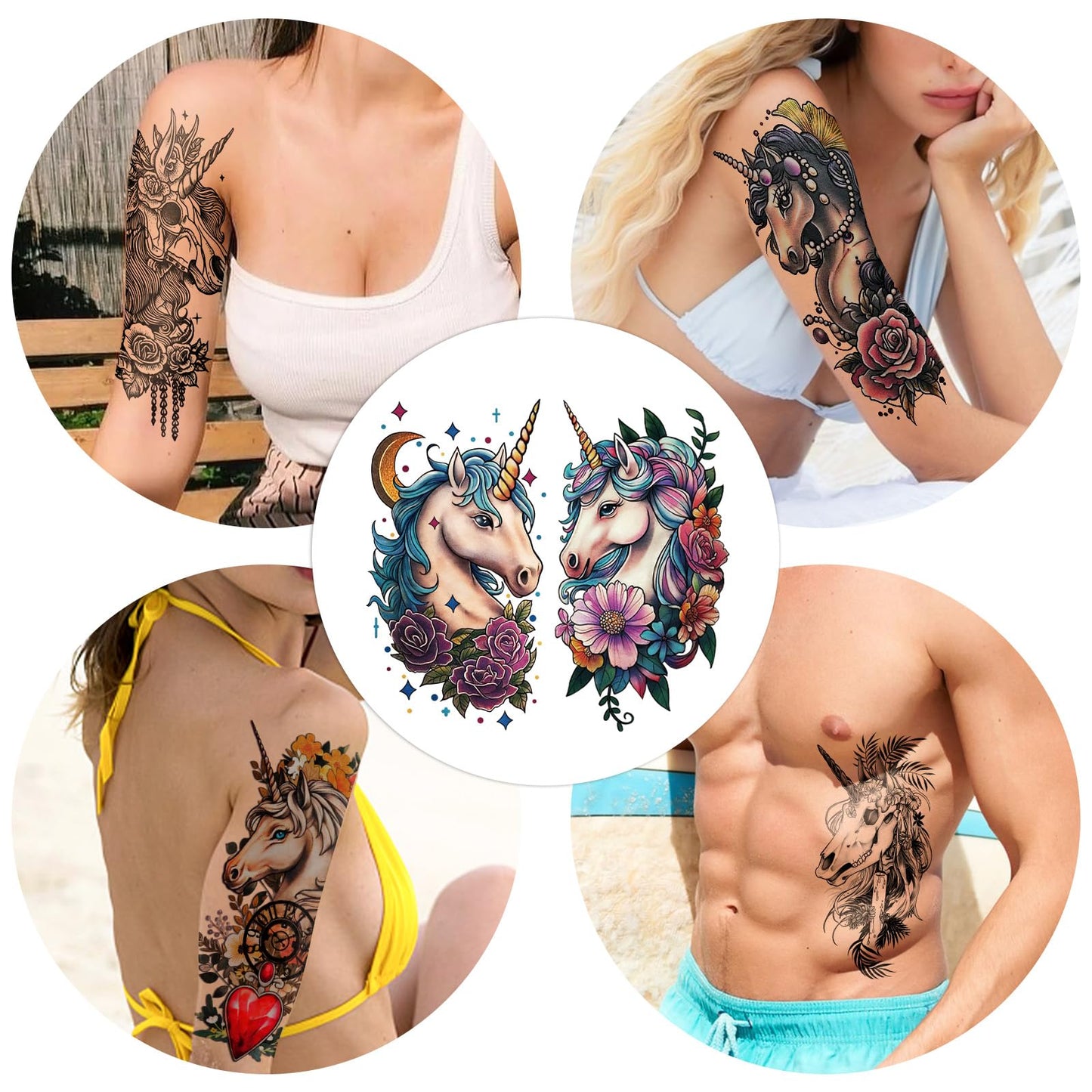 77 Sheets Temporary Tattoo for Women Men, 17 Sheets Half Arm Skull Flowers Tattoos, 60 Sheets Animals Tiny for Adult Kids Body Tattoos Stickers Waterproof Realistic Halloween Costume Decorations