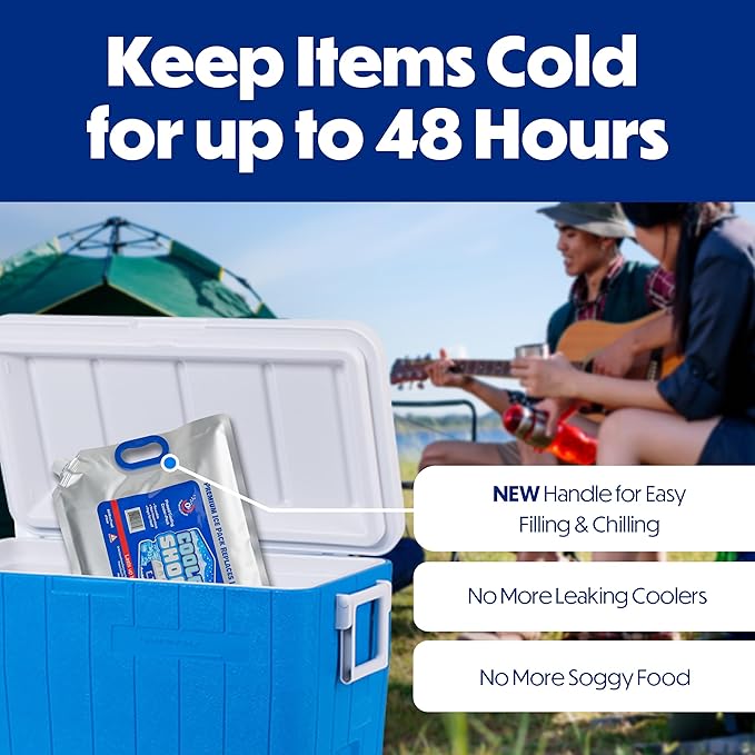 Cooler Shock Reusable Ice Packs for Cooler - Long Lasting Cold Freezer Packs for Coolers and Lunch Boxes - Cooler Ice Packs for Camping Gear, Fishing, Road Trips, Beach Must Haves