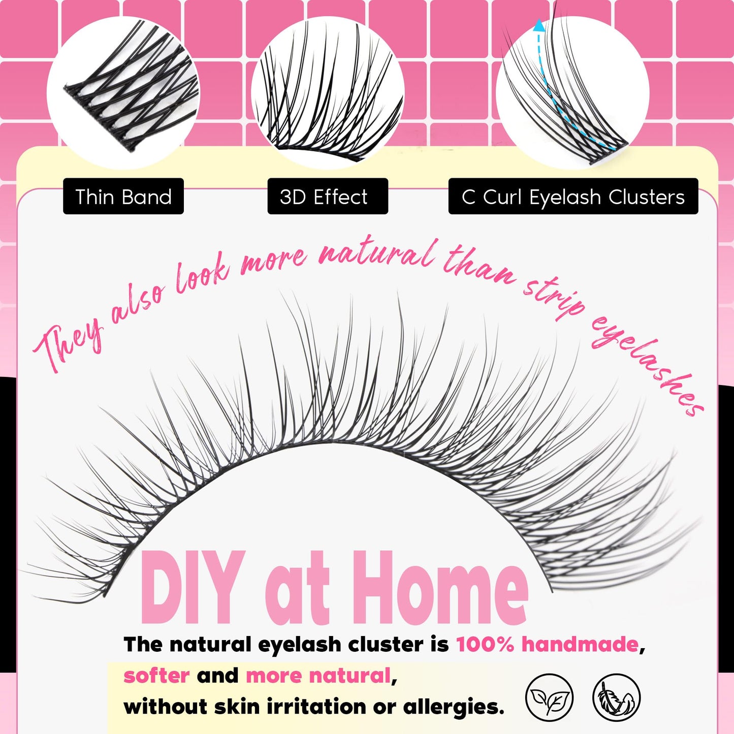 FANXITON Lash Clusters Kit Wispy Lashes Clusters Kit Natural C Lash Extensions Kit 280 Pcs Eyelash Clusters Kit with Lash Bond and Seal Tweezers Individual Lashes Kit