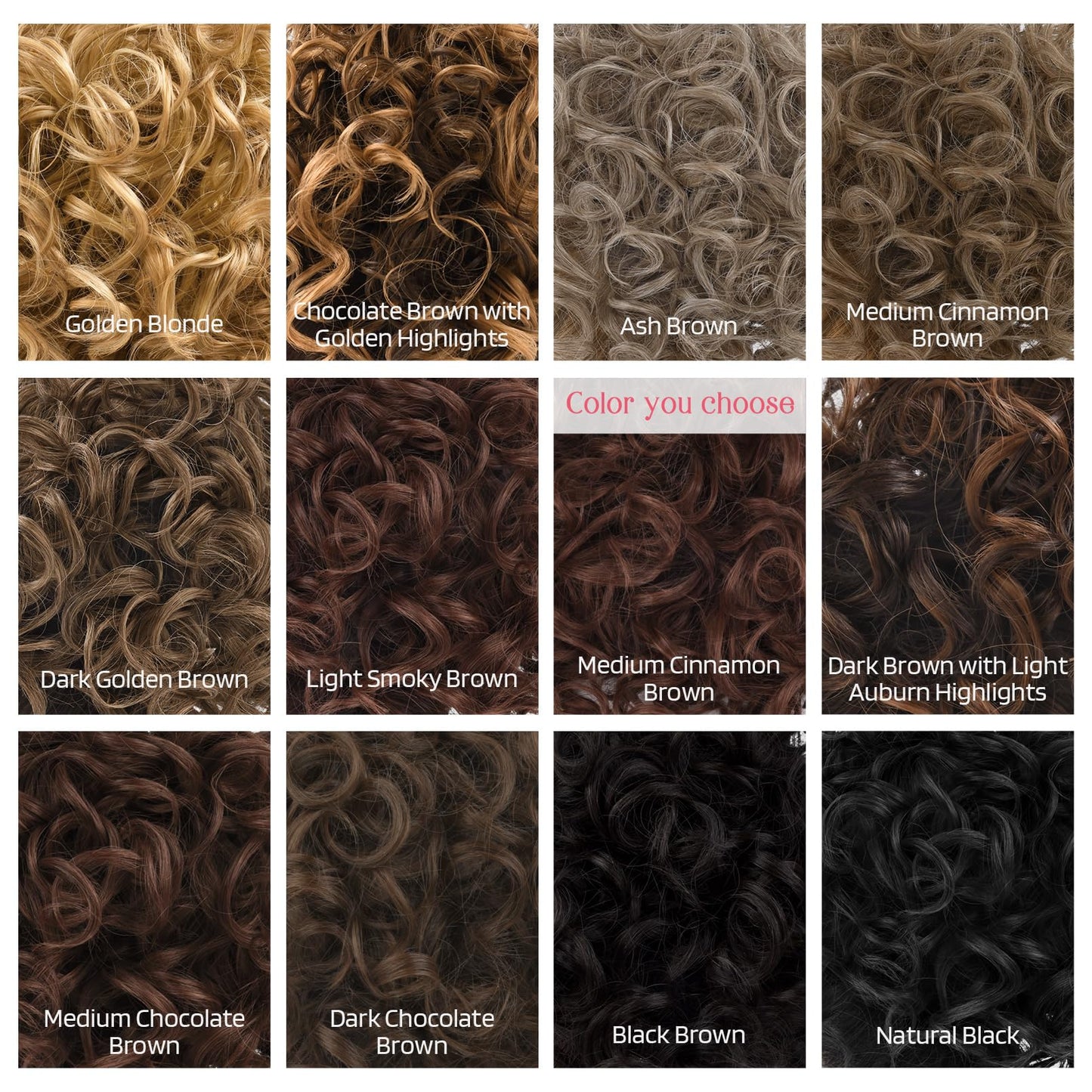 HOOJIH Curly Hair Bun, Messy Bun Hair Piece Elastic Drawstring Messy Bun Large Full Hair Bun Extension Hairpiece Short Synthetic Ponytail Extension for Women - Medium Cinnamon Brown