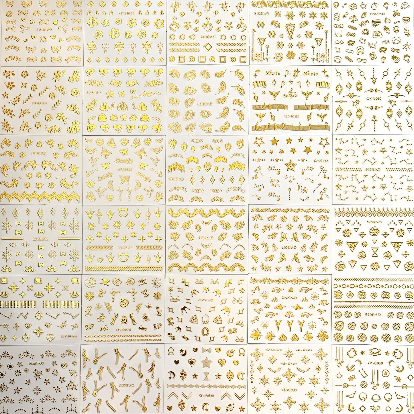 30 Sheets Gold Nail Art Stickers Gold Flower Butterfly Nail Stickers Star Line Self-Adhesive Nail Decals Acrylic Nails DIY Design Nail Supplies for Women and Girls