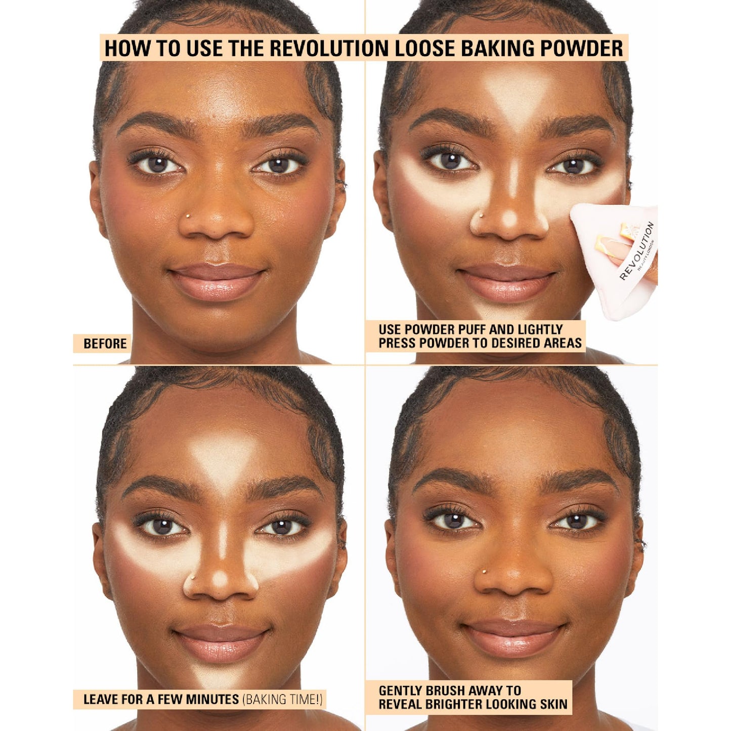 Revolution, Loose Baking Powder, Makeup Setting Powder, Long Lasting Coverage, Mattifies & Reduces Shine, Lace, 1.13 oz