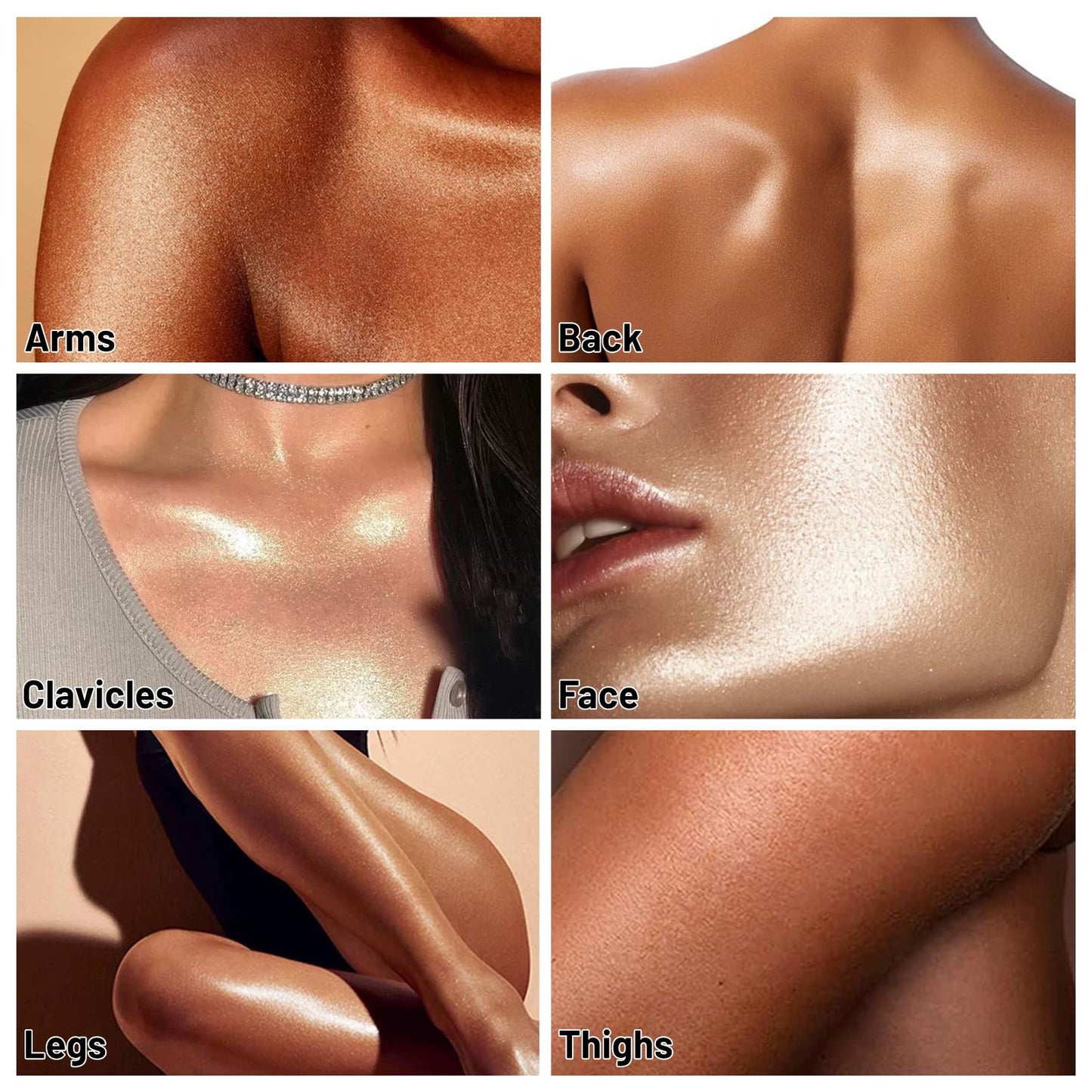 UCANBE Body Shimmer Oil 100ml, Moisturizing Face Body Glow Glitter Oil, Waterproof Shimmering Body Luminizer Liquid Illuminator Highlighter, Tinted Shimmer Body Lotion Glowing Bronzer Makeup(Silver)