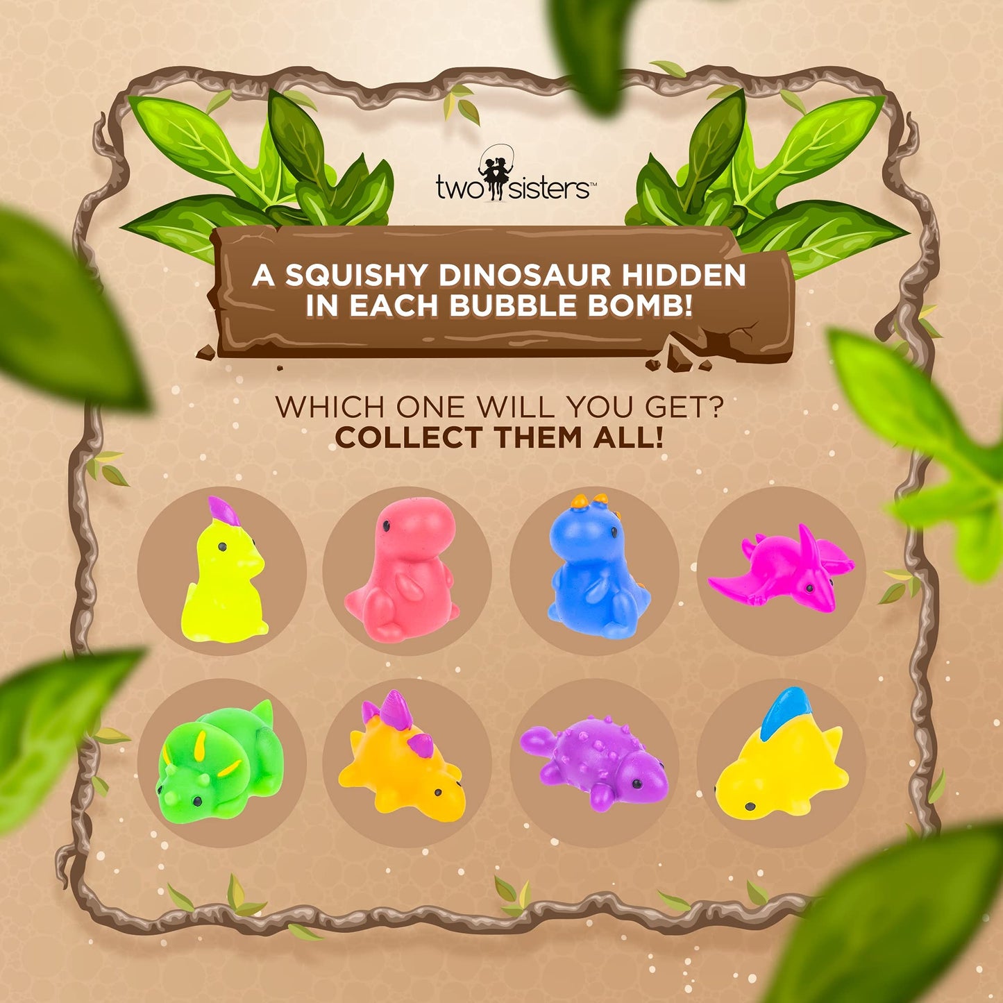 Dinosaur Bath Bombs for Kids with Surprise Toy Inside (6 Pack) - Bubble Bubble with Hidden Figures, Gentle and Safe, USA Made, Birthday Gift for Boys, Girls, and Teens by Two Sisters