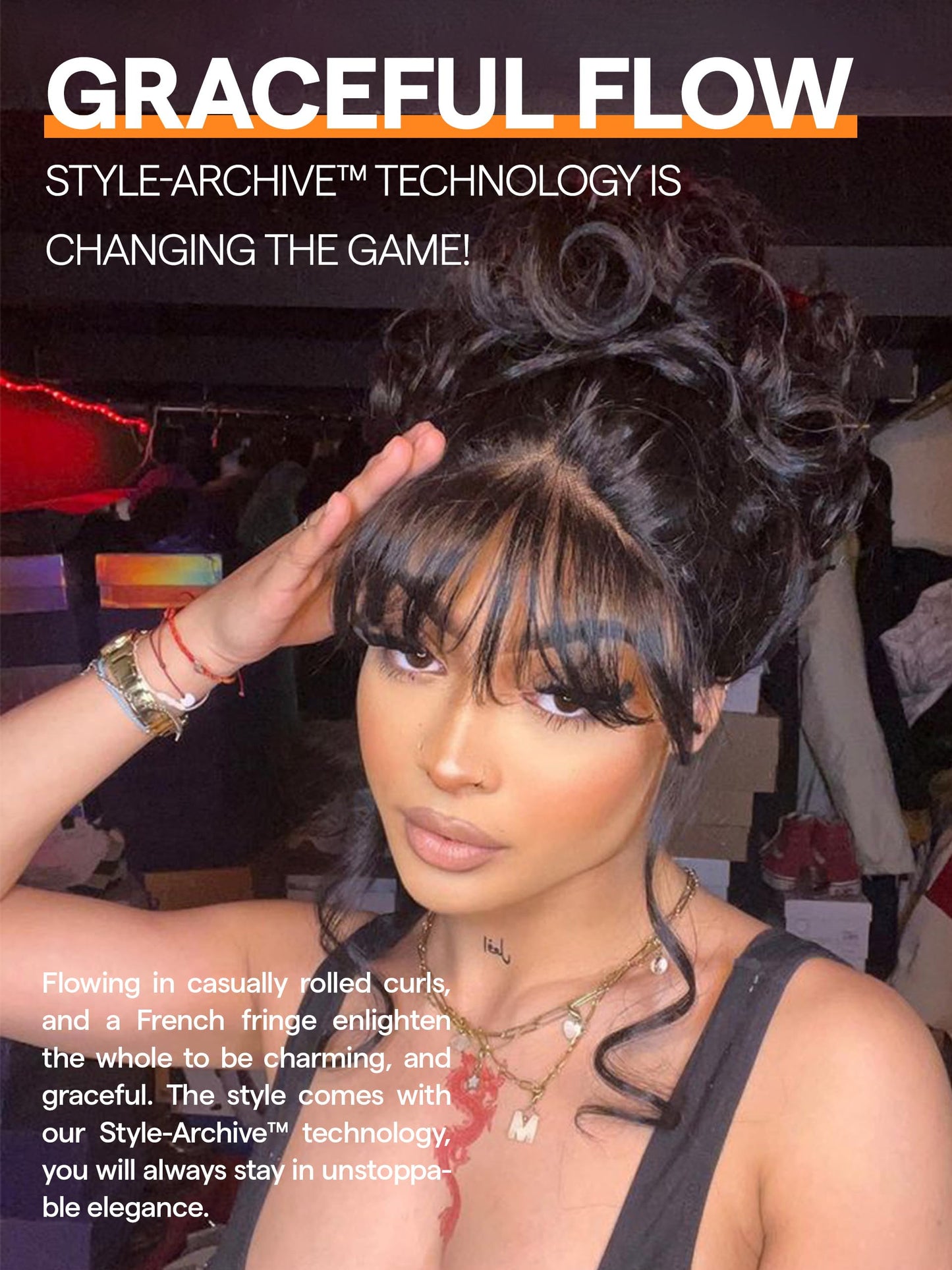 GORGIUS Black Wigs with Bang Body Wave Wig Long Natural Black Glueless Wavy Wig for Women Crafted with Style-Archive Technology: Premium Fiber, Realistic Look with True Scalp