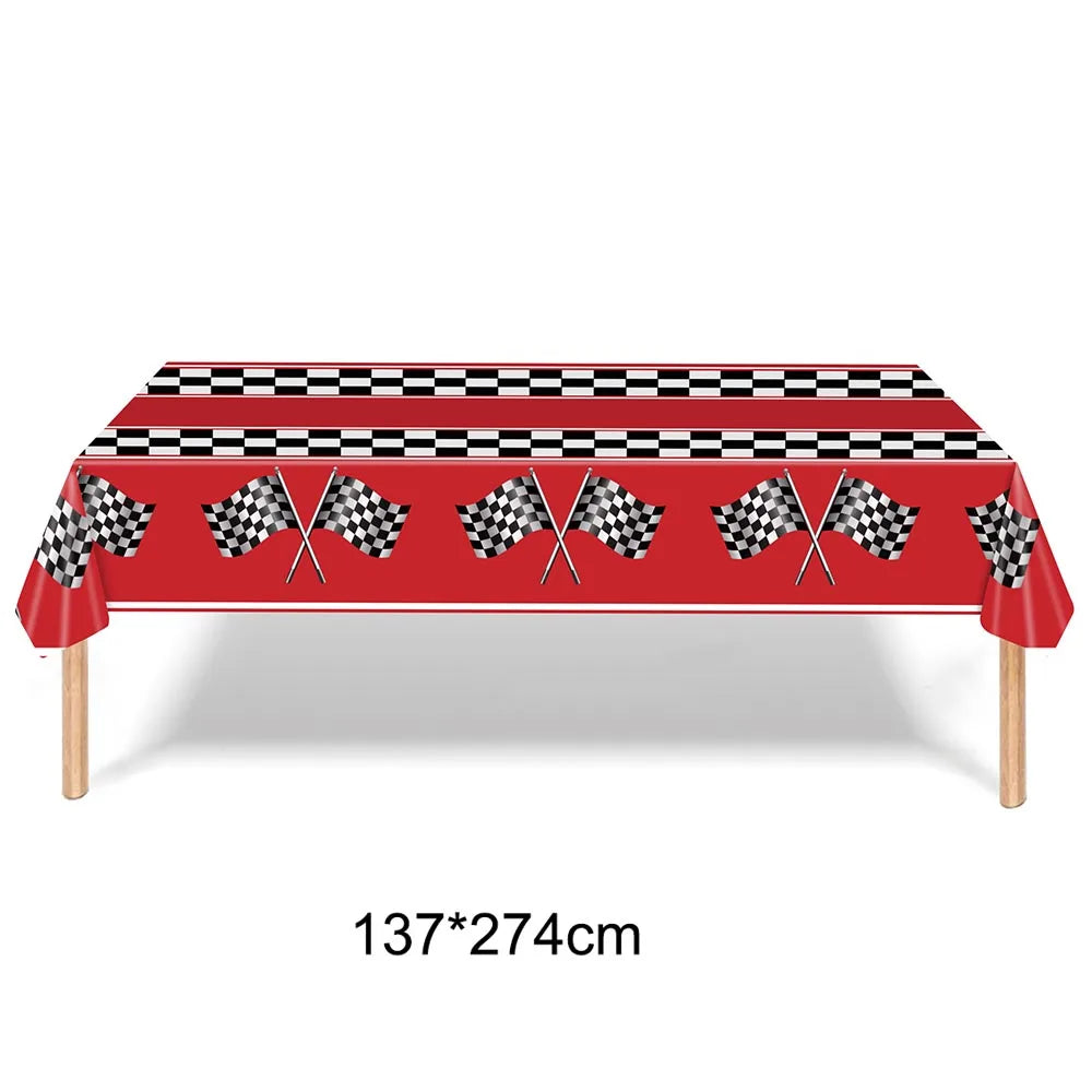 Racing Car Checkered Table Runner