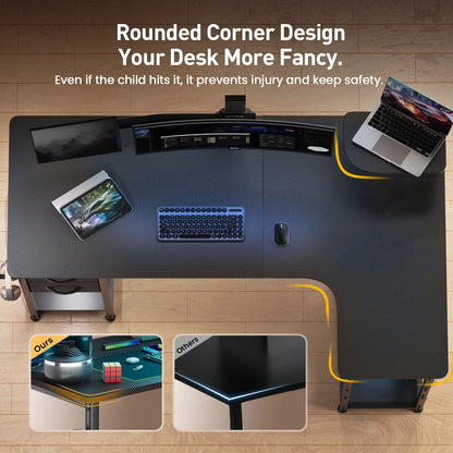 L-Shaped Carbon Fiber Gaming Desk