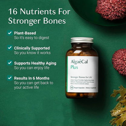 AlgaeCal Plus Stronger Bones - Calcium Supplement 120 Veggie Capsules