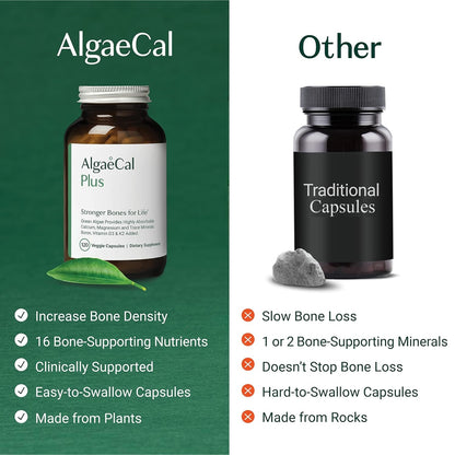 AlgaeCal Plus Stronger Bones - Calcium Supplement 120 Veggie Capsules