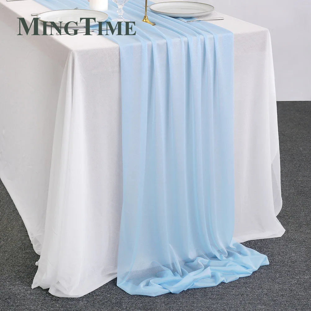Blue Sheer Chiffon Table Runner