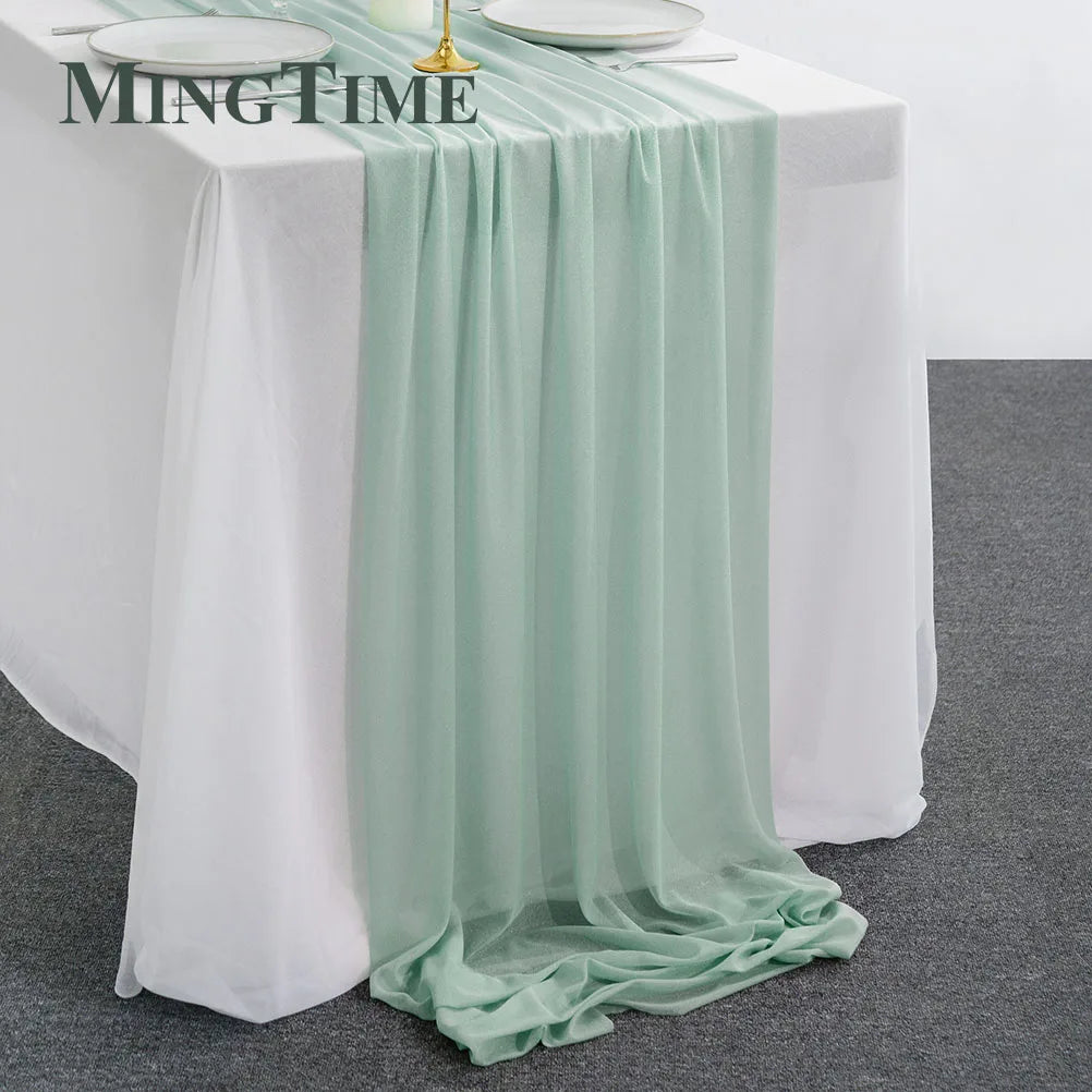 Blue Sheer Chiffon Table Runner