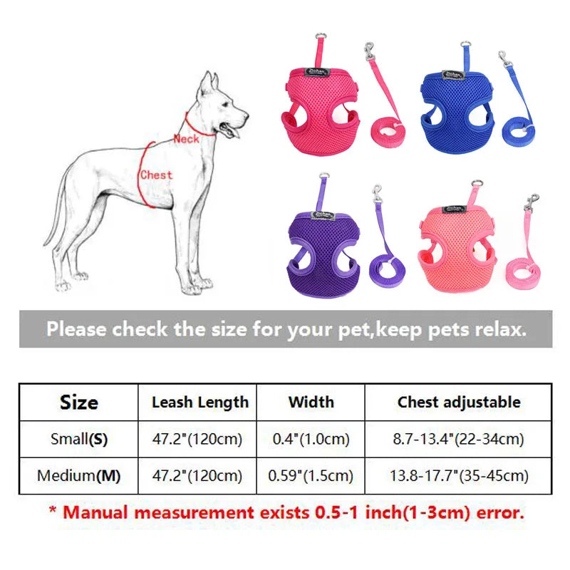 miss doggy Soft Mesh Dog Harness Set