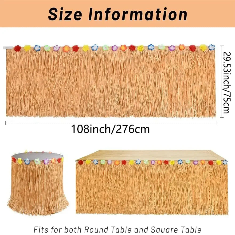 Hawaiian Luau Grass Table Skirt