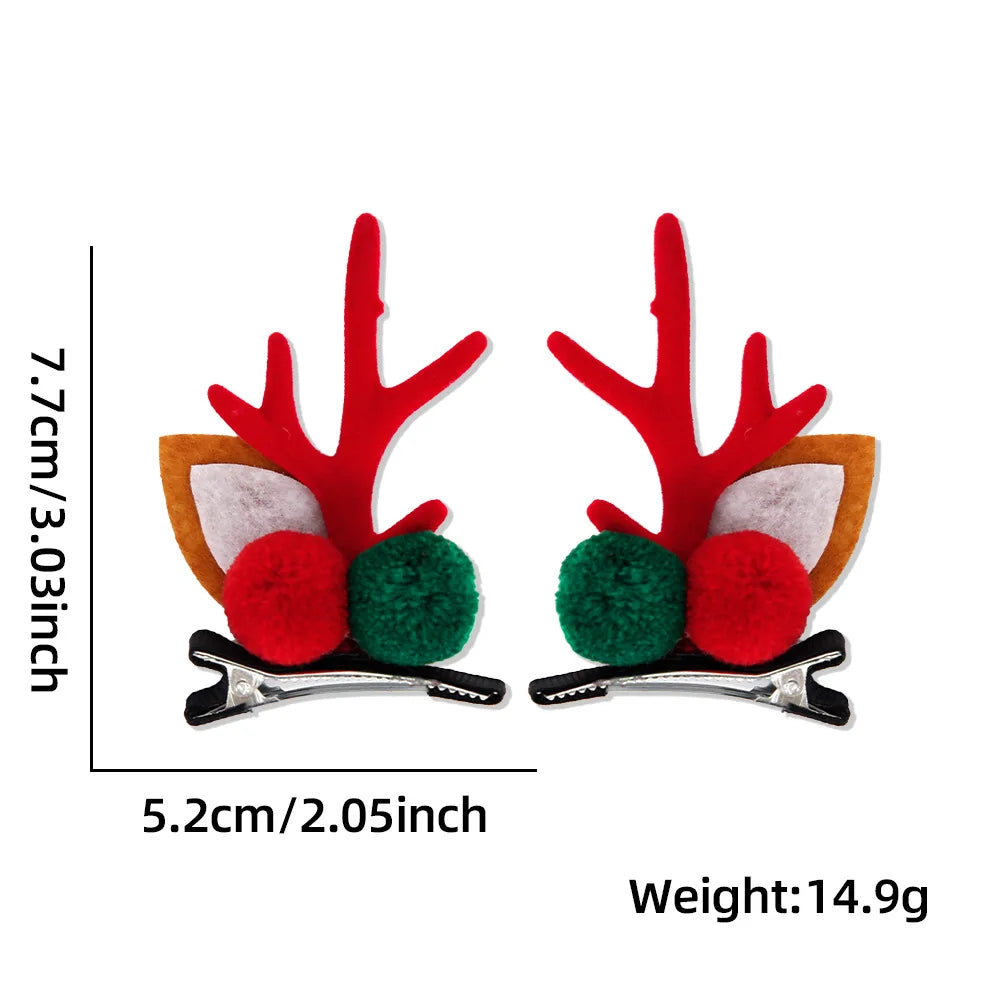 Red Plush Christmas Antler Hairpin