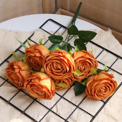 Green Aloes Silk Caramel Rose Bouquet