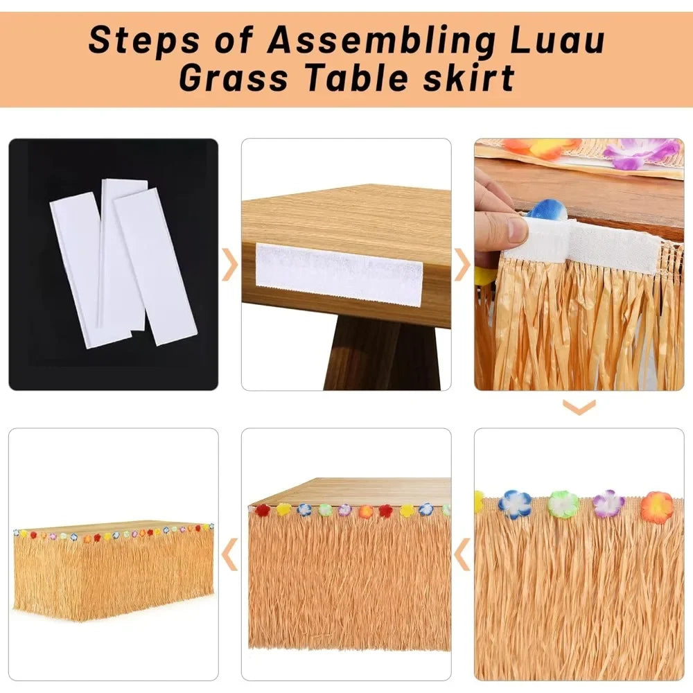 Hawaiian Luau Grass Table Skirt