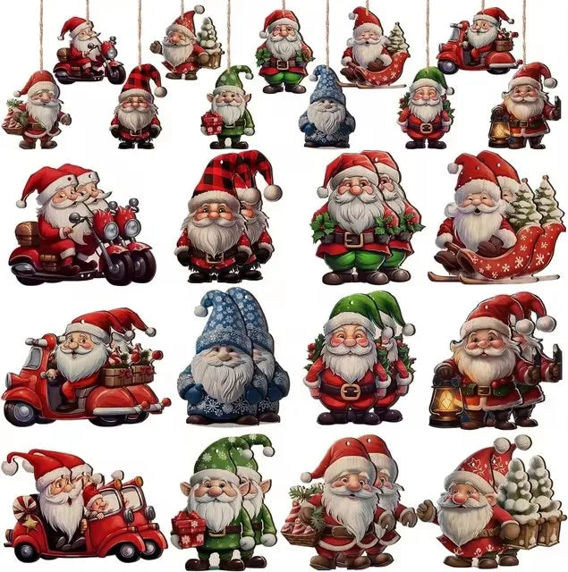 Wooden Christmas Gnome Ornament Set