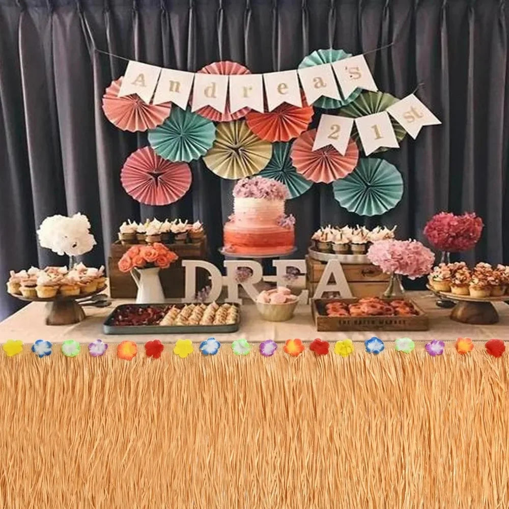 Hawaiian Luau Grass Table Skirt