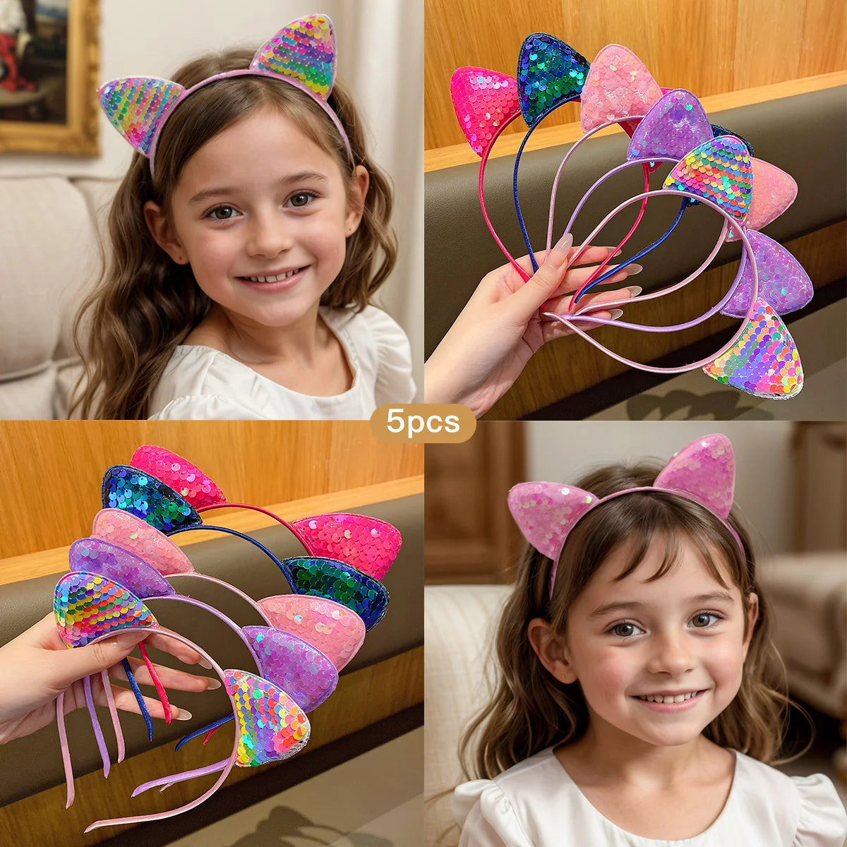 Cute Cat Ear Sequin Headband