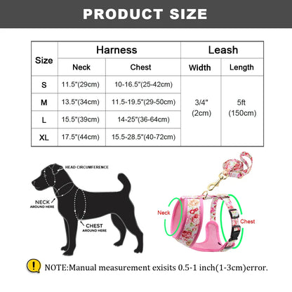 Cute Printed Pet Harness Set