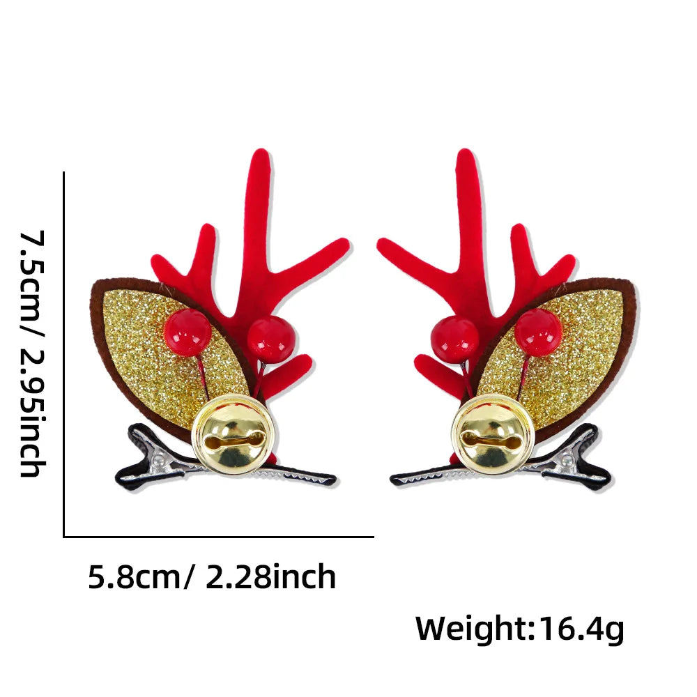 Red Plush Christmas Antler Hairpin