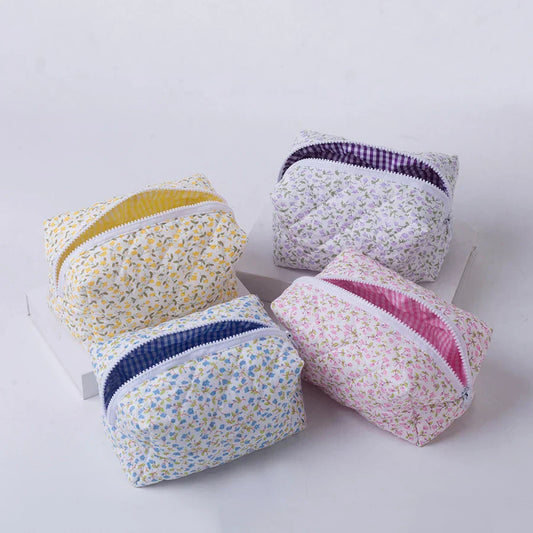 Floral Quilted Makeup Organizer