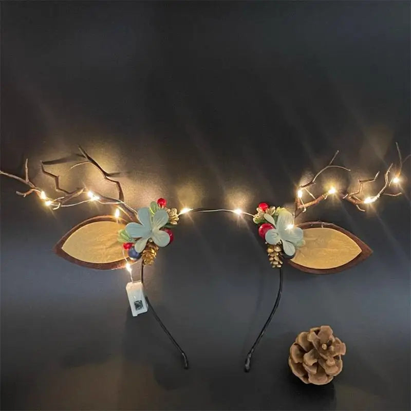 Christmas Glow Antler Flower Headband