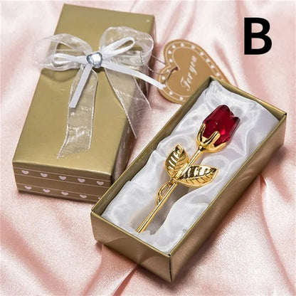Crystal Glass Rose Figurine