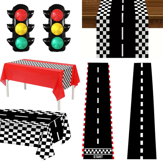 Racing Car Checkered Table Runner