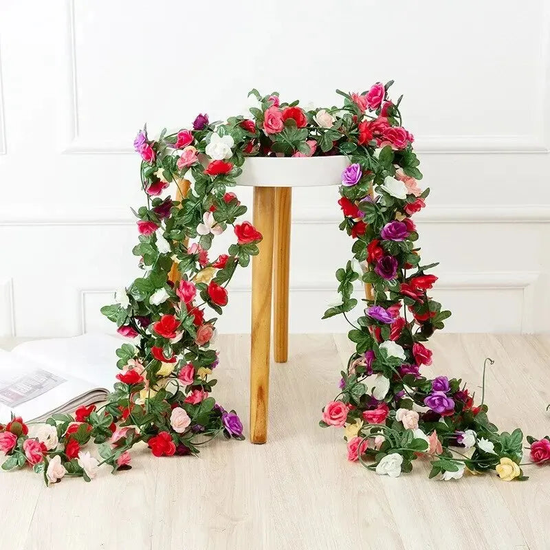Silk Rose Flower Vine Garland