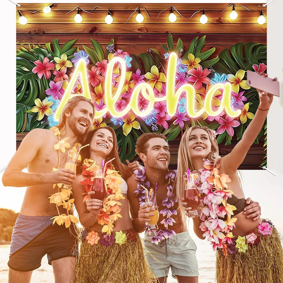 Hawaiian Luau Garland Party Tablecloth