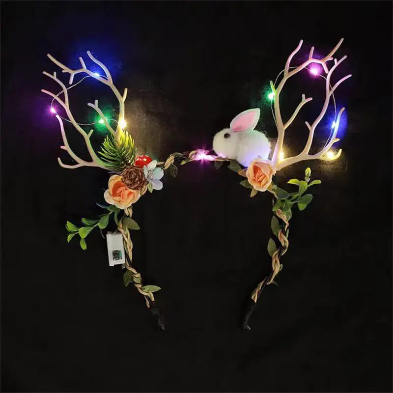Christmas Glow Antler Flower Headband