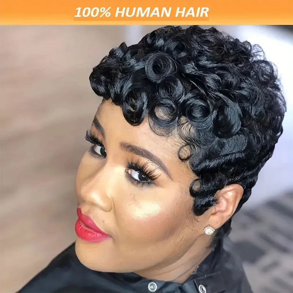 Short Curly Pixie Hair Wig