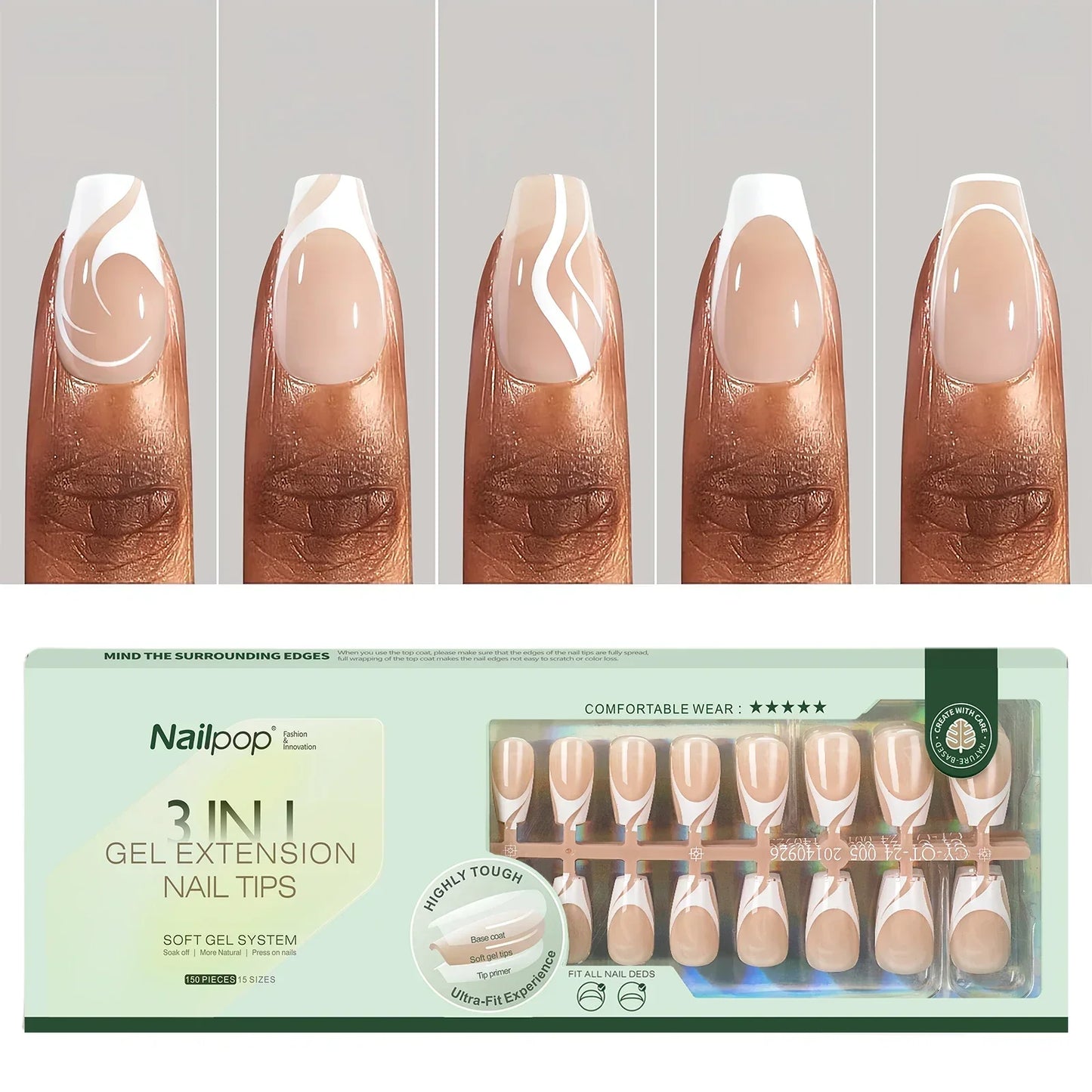French Almond Gel Nail Tips