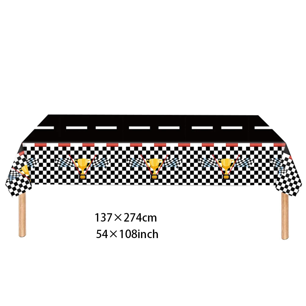 Racing Car Checkered Table Runner