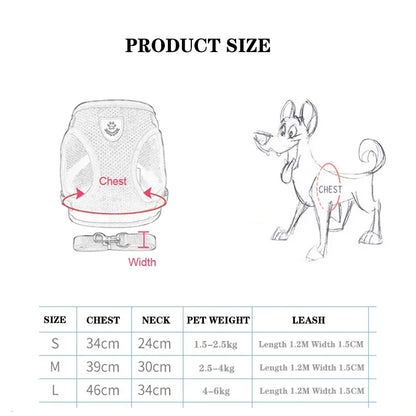Adjustable Cat Dog Harness Set