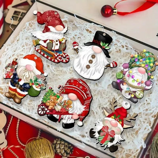 Wooden Christmas Gnome Ornament Set