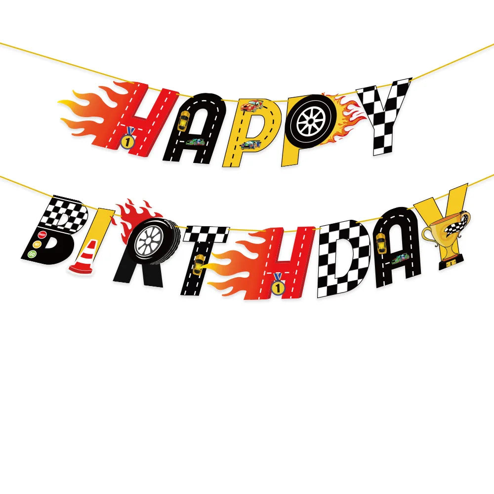 Racing Car Checkered Table Runner