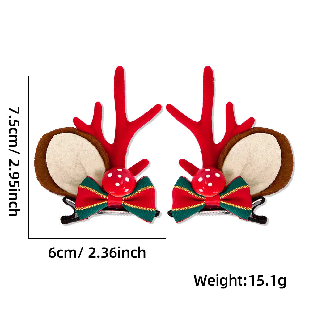Red Plush Christmas Antler Hairpin