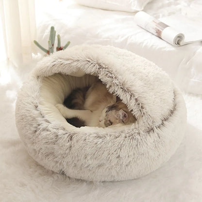 Warm Plush Enclosed Pet Bed