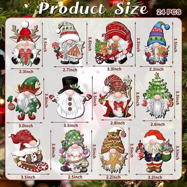Wooden Christmas Gnome Ornament Set