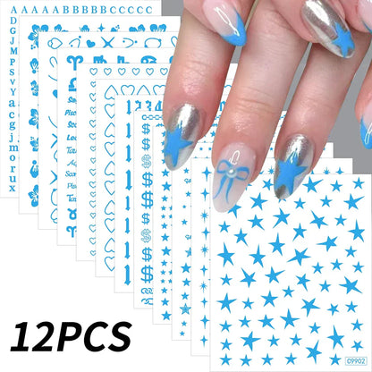 12Sheet Cartoon Stitch Nail Stickers