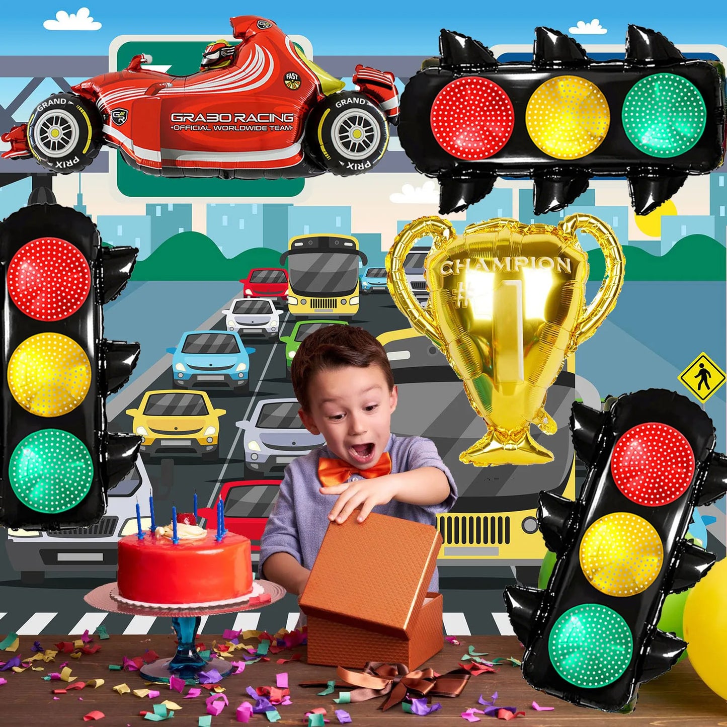 Race Car Party Foil Balloons