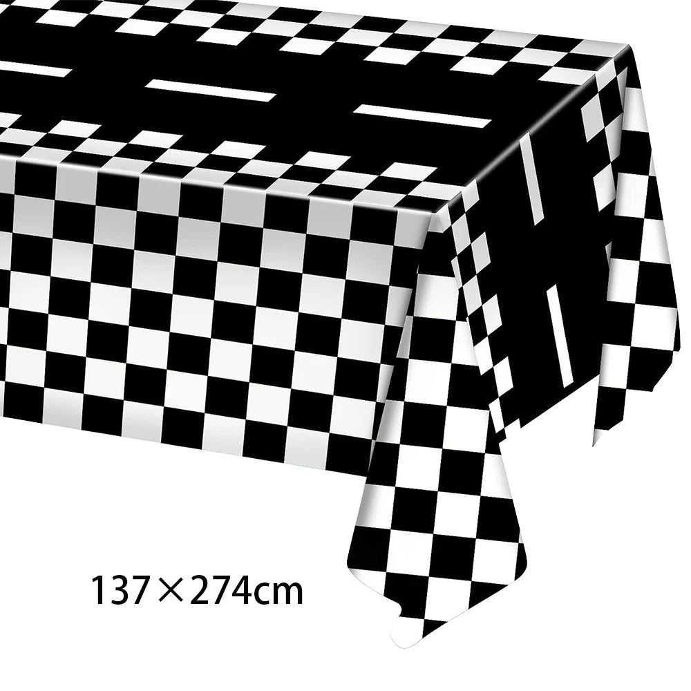 Racing Car Checkered Table Runner