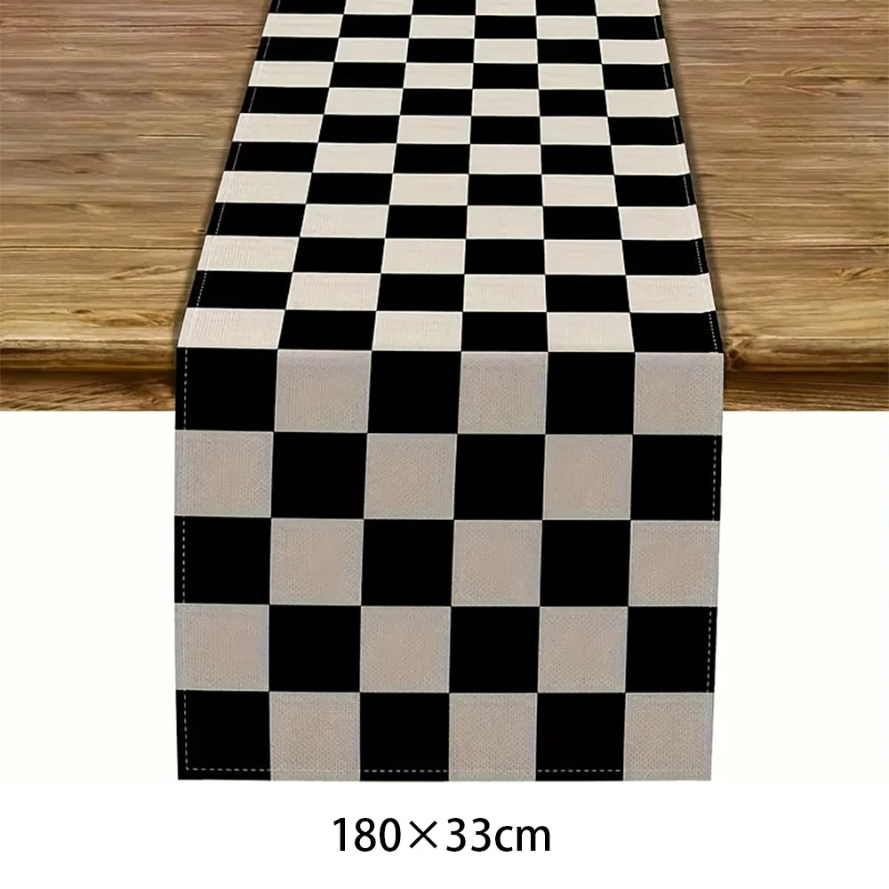 Racing Car Checkered Table Runner