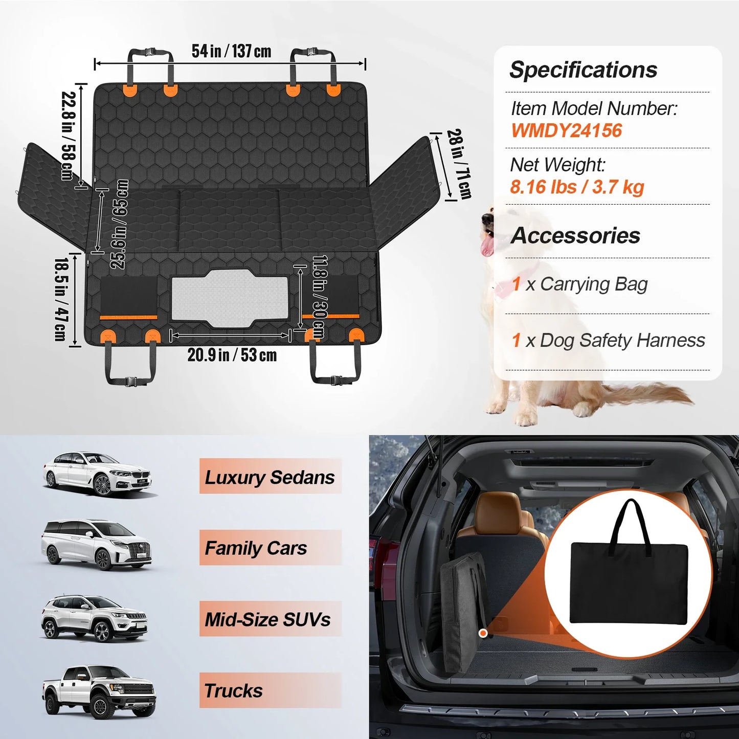 Back Seat Extender Dog Hammock