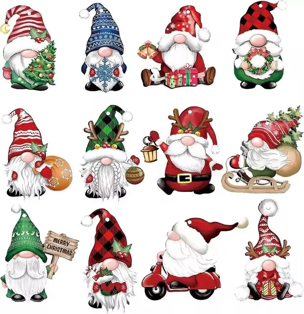 Wooden Christmas Gnome Ornament Set