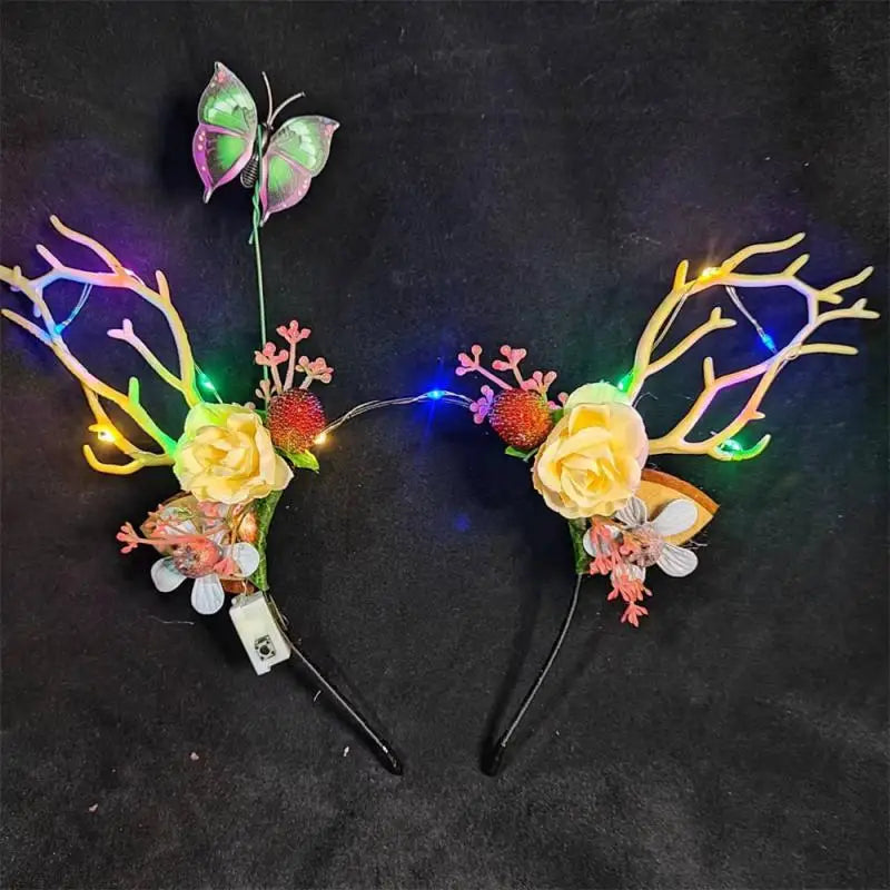 Christmas Glow Antler Flower Headband